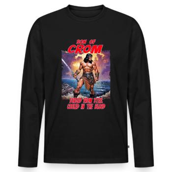 Guerrier de Crom Viking Fantasy Guerrier Barbare - T-shirt manches longues Premium bio Homme - noir - Devant - Nico (187cm)
