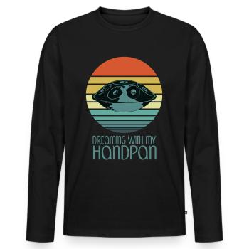 Handpan Hang Drum Musik Yoga Relax Sunset Retro - Männer Premium Bio Langarmshirt - Schwarz - Vorne - Nico (187cm)