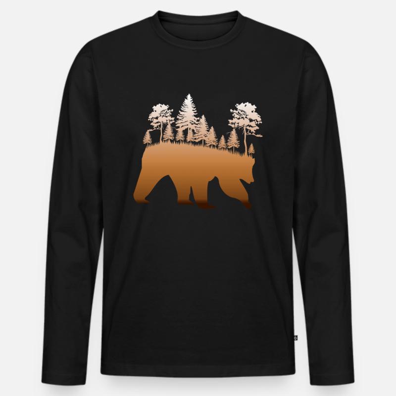 Braunbär Schwarzbär Geschenkidee - Männer Premium Bio Langarmshirt - Schwarz