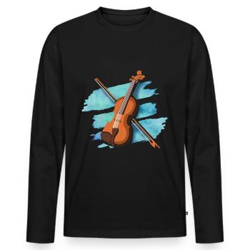 Music instrument violin violinist gift - Men's Premium Organic Long Sleeve Shirt - black - Front - Nico (187cm)