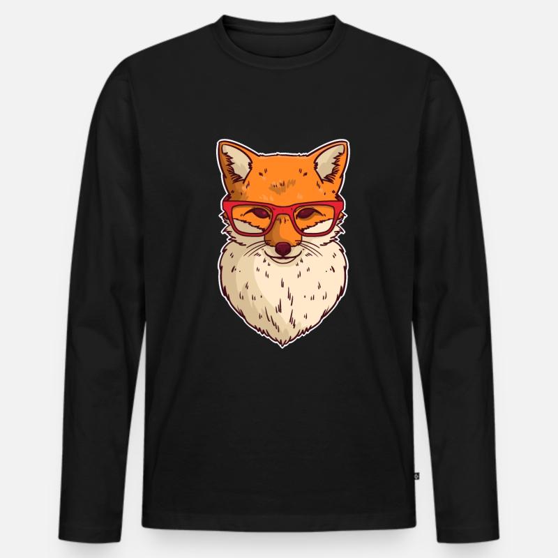 Nerd Fuchs - Männer Premium Bio Langarmshirt - Schwarz