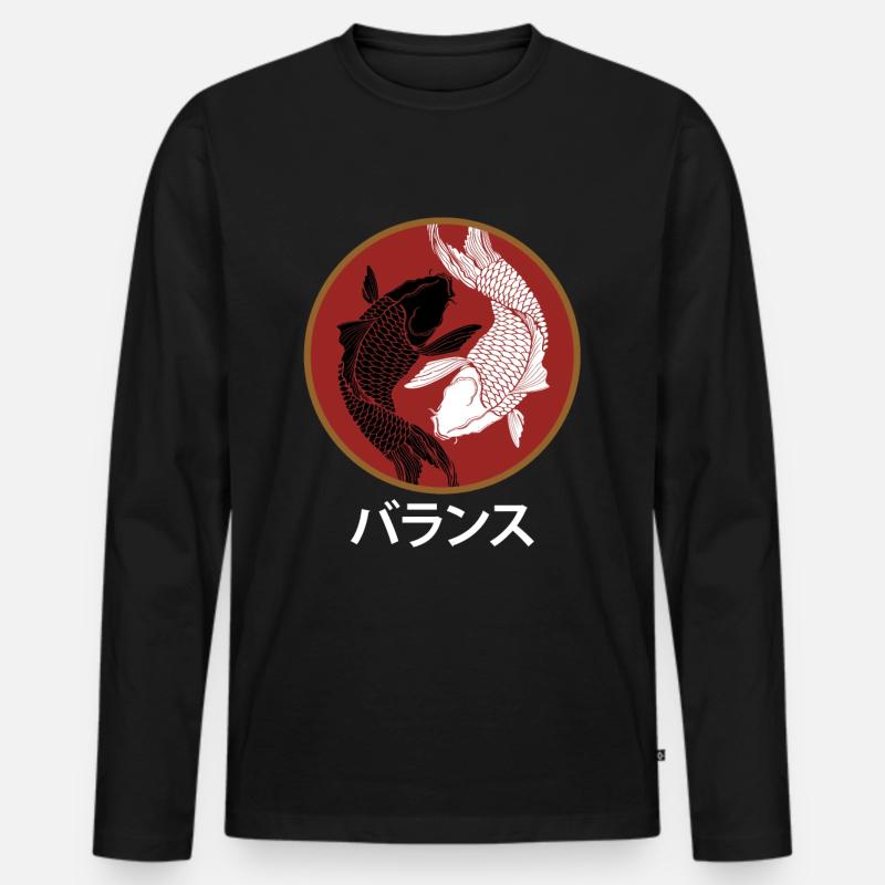 Koi Karpfen - Männer Premium Bio Langarmshirt - Schwarz