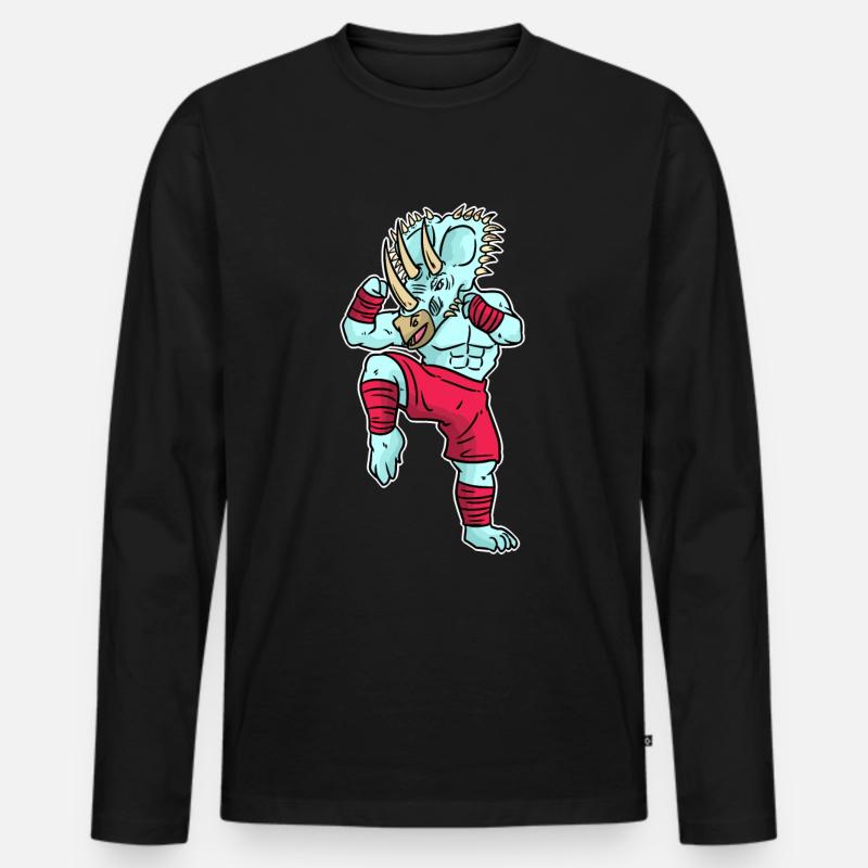 Triceratops Kickboxen - Männer Premium Bio Langarmshirt - Schwarz