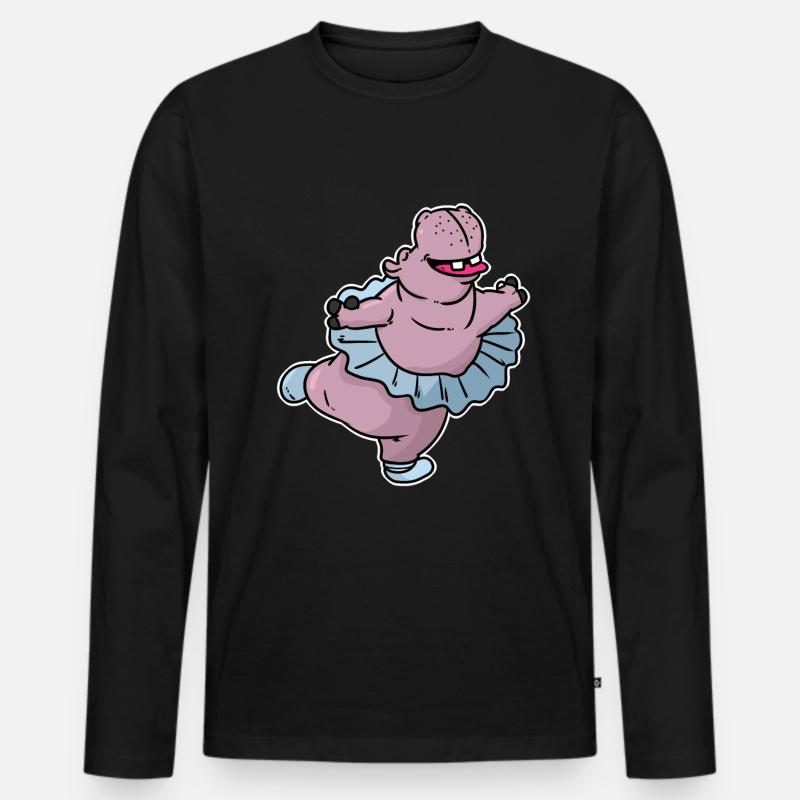 Nilpferd Ballett - Männer Premium Bio Langarmshirt - Schwarz