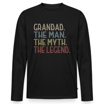 Grandad The Man The Legend The Legend T Shirt - Men's Premium Organic Long Sleeve Shirt - black - Front - Nico (187cm)