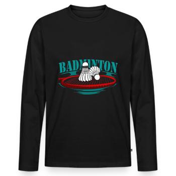Badminton racquet sport - Ekologisk långärmad premium-T-shirt herr - svart - Fram - Nico (187cm)