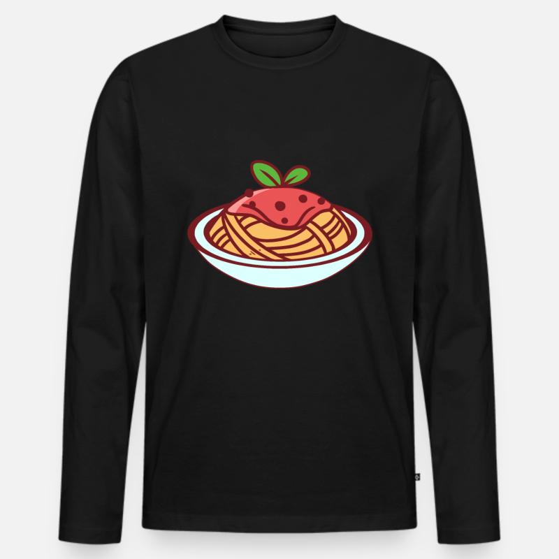 Spaghetti Nudeln - Männer Premium Bio Langarmshirt - Schwarz