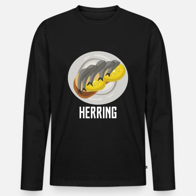 Hering Speisefische - Männer Premium Bio Langarmshirt - Schwarz