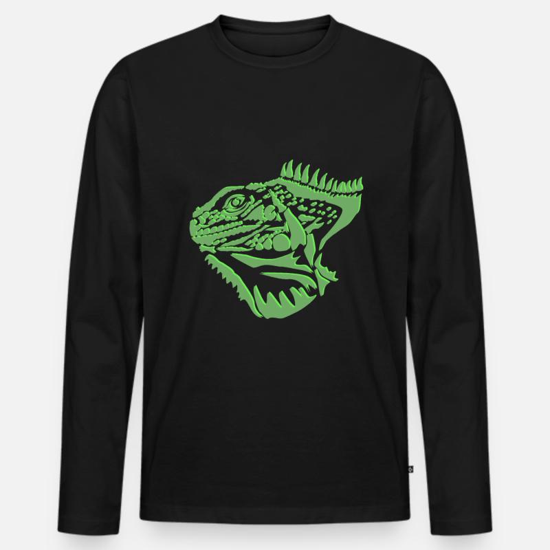 Leguan Eidechse - Männer Premium Bio Langarmshirt - Schwarz