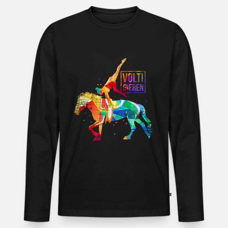 Voltigieren Pferd Geschenk - Männer Premium Bio Langarmshirt - Schwarz