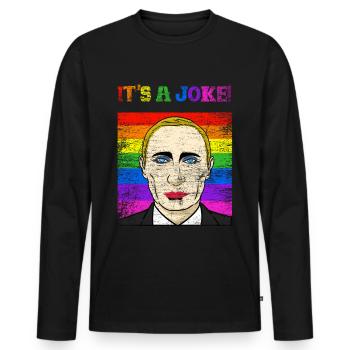 Cadeau politicien blague Poutine - T-shirt manches longues Premium bio Homme - noir - Devant - Nico (187cm)
