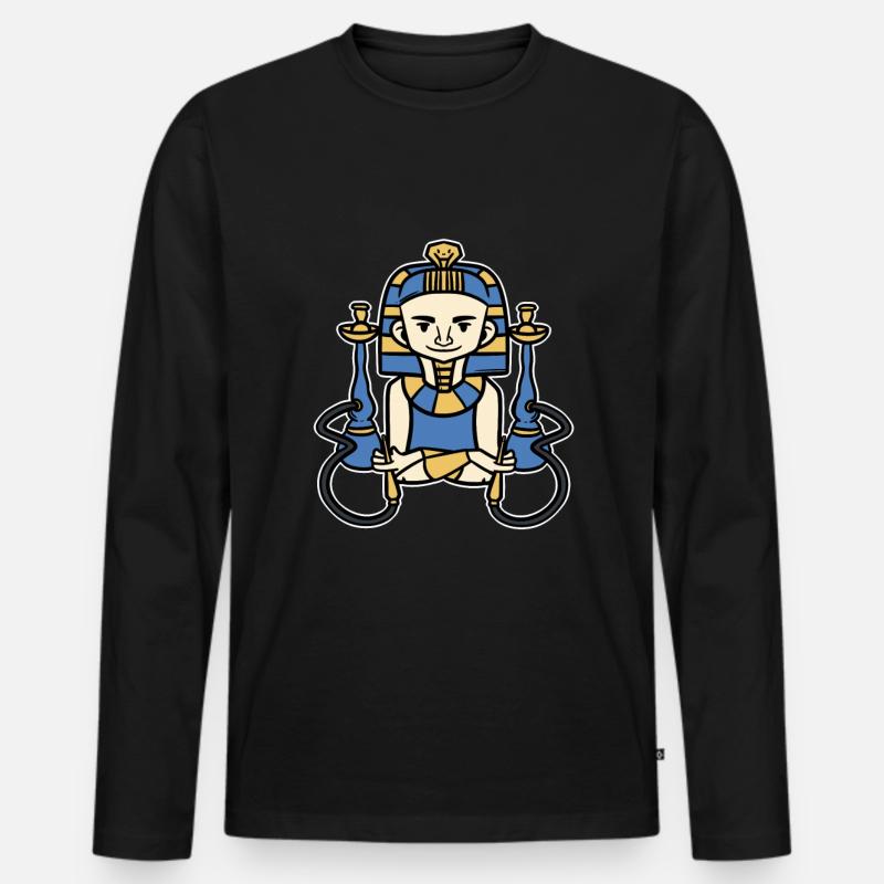 Pharao Gott Geschenk - Männer Premium Bio Langarmshirt - Schwarz