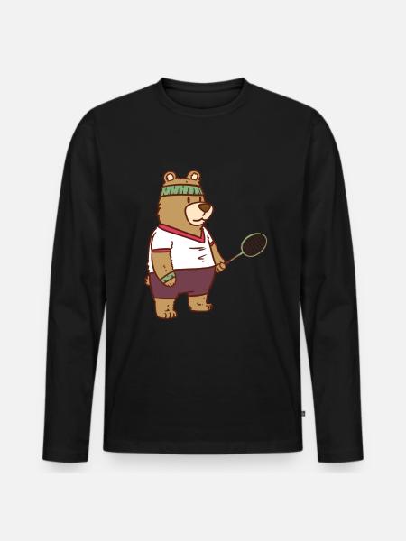 Speedminton bear - Men's Premium Organic Long Sleeve Shirt - black