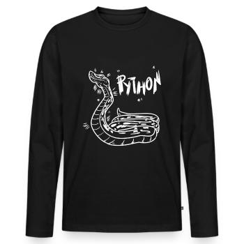 python - Men's Premium Organic Long Sleeve Shirt - black - Front - Nico (187cm)