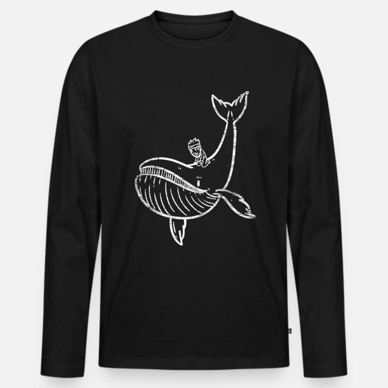Wal Hai - Männer Premium Bio Langarmshirt - Schwarz