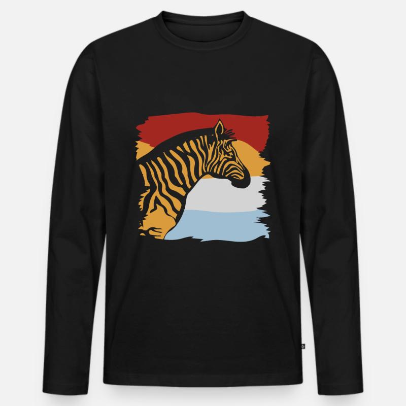 Zebra - Männer Premium Bio Langarmshirt - Schwarz