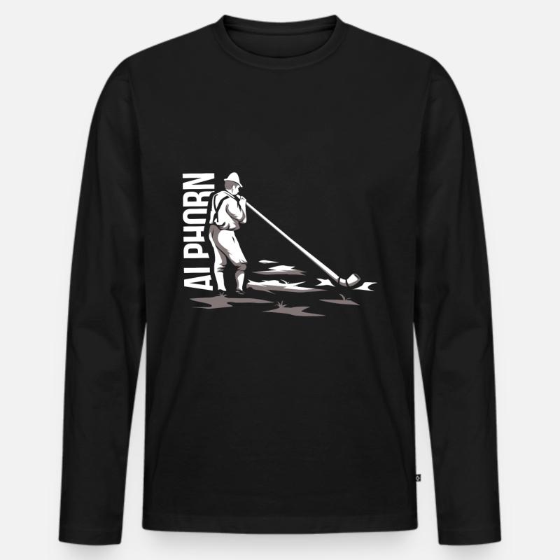 Alphorn - Männer Premium Bio Langarmshirt - Schwarz