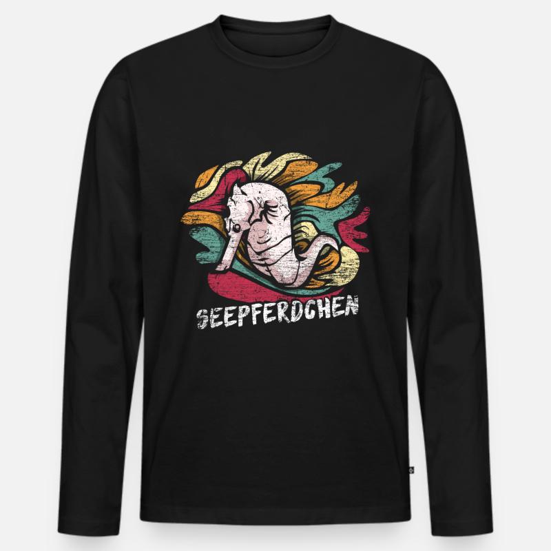 Seepferdchen Geschenk - Männer Premium Bio Langarmshirt - Schwarz