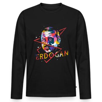 Erdogan polygon gift - Men's Premium Organic Long Sleeve Shirt - black - Front - Nico (187cm)