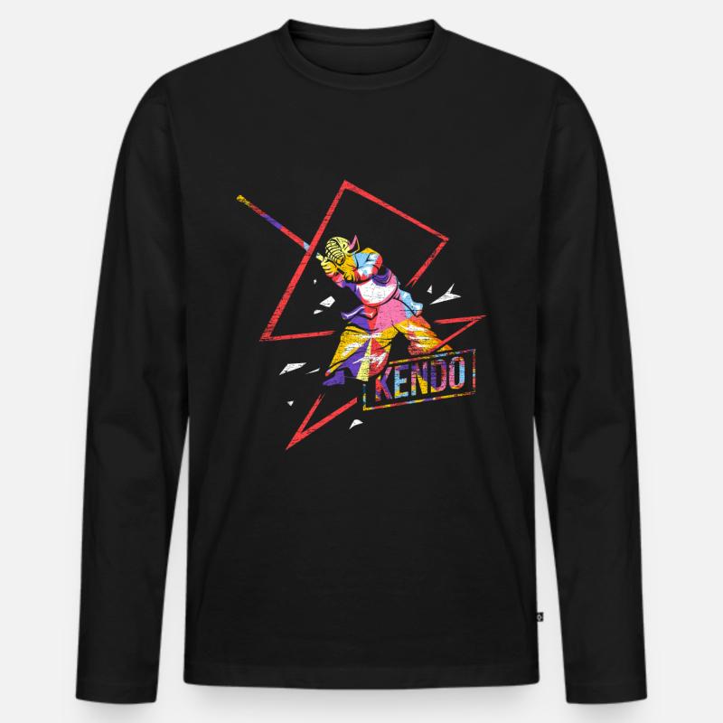 Kendo Polygon Geschenk - Männer Premium Bio Langarmshirt - Schwarz