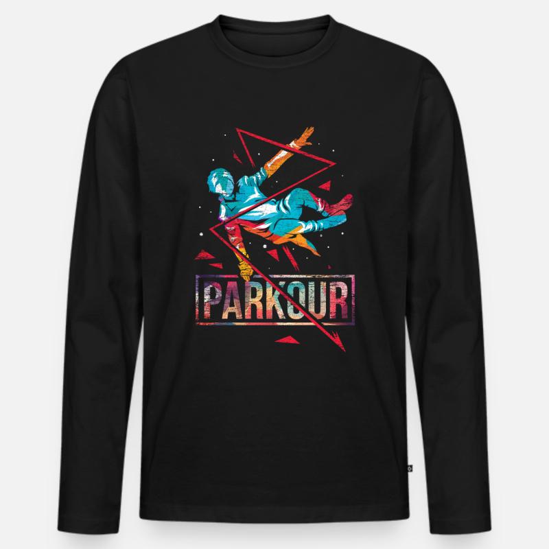 Parkour Polygon Geschenk - Männer Premium Bio Langarmshirt - Schwarz