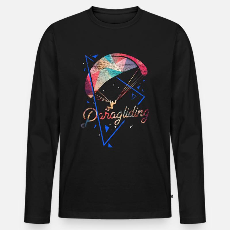 Paragliding Polygon Geschenk - Männer Premium Bio Langarmshirt - Schwarz