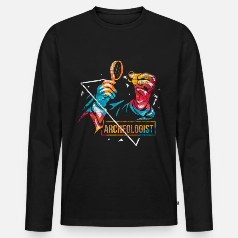 Archäologe Polygon Geschenk - Männer Premium Bio Langarmshirt - Schwarz