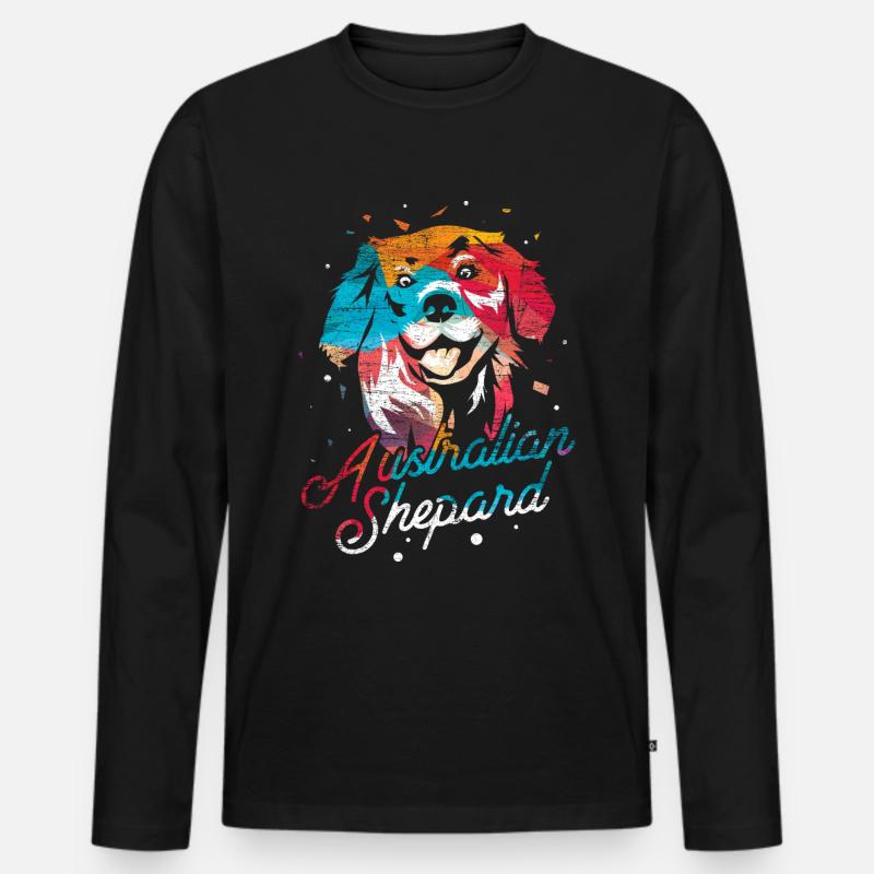 Australian Shepherd Polygon - Männer Premium Bio Langarmshirt - Schwarz