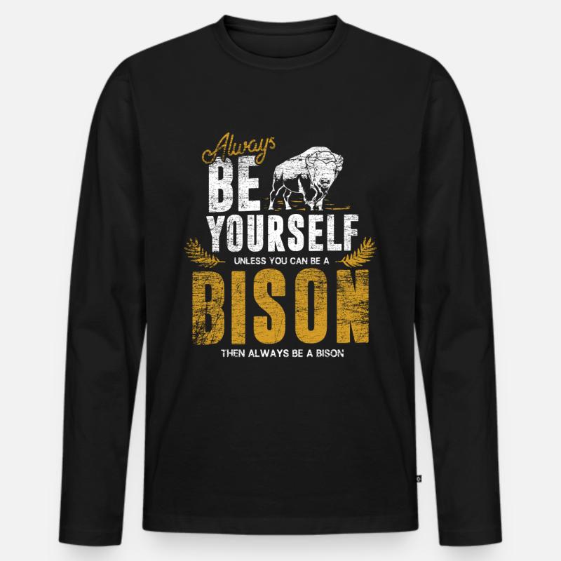 Bison - Männer Premium Bio Langarmshirt - Schwarz