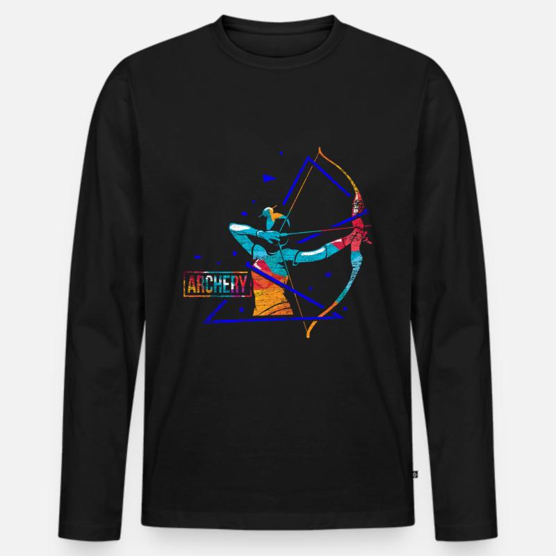 Bogenschießen Polygon - Männer Premium Bio Langarmshirt - Schwarz