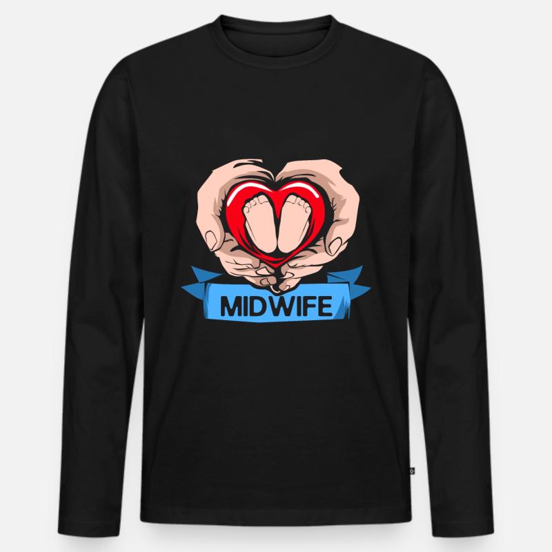 Hebamme - Männer Premium Bio Langarmshirt - Schwarz