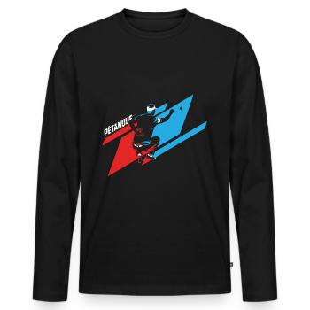Pétanque - Männer Premium Bio Langarmshirt - Schwarz - Vorne - Nico (187cm)
