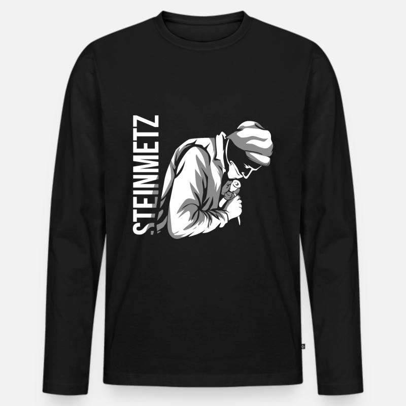 Steinmetz - Männer Premium Bio Langarmshirt - Schwarz