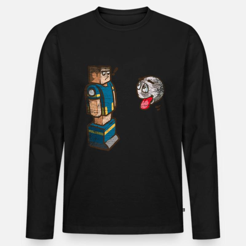 Tischfußball Geschenk - Männer Premium Bio Langarmshirt - Schwarz
