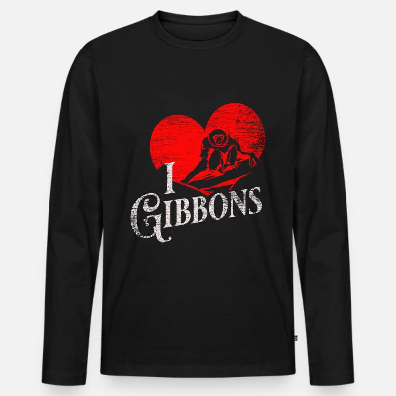 Gibbon Geschenk - Männer Premium Bio Langarmshirt - Schwarz