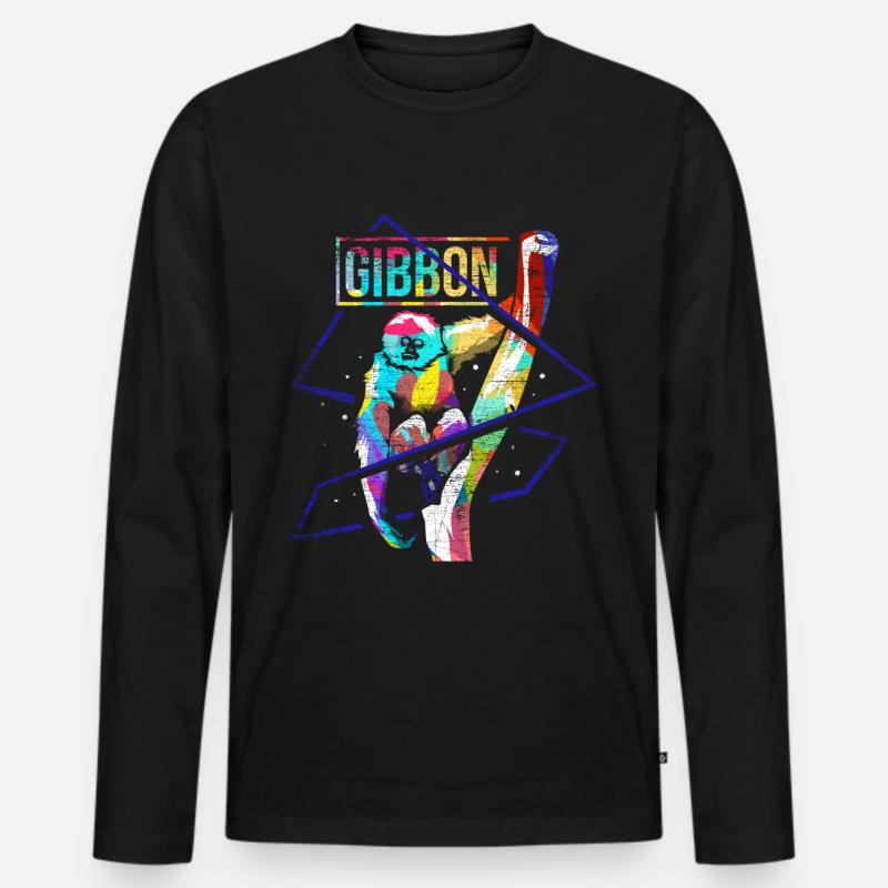 Gibbon-Polygon - Männer Premium Bio Langarmshirt - Schwarz