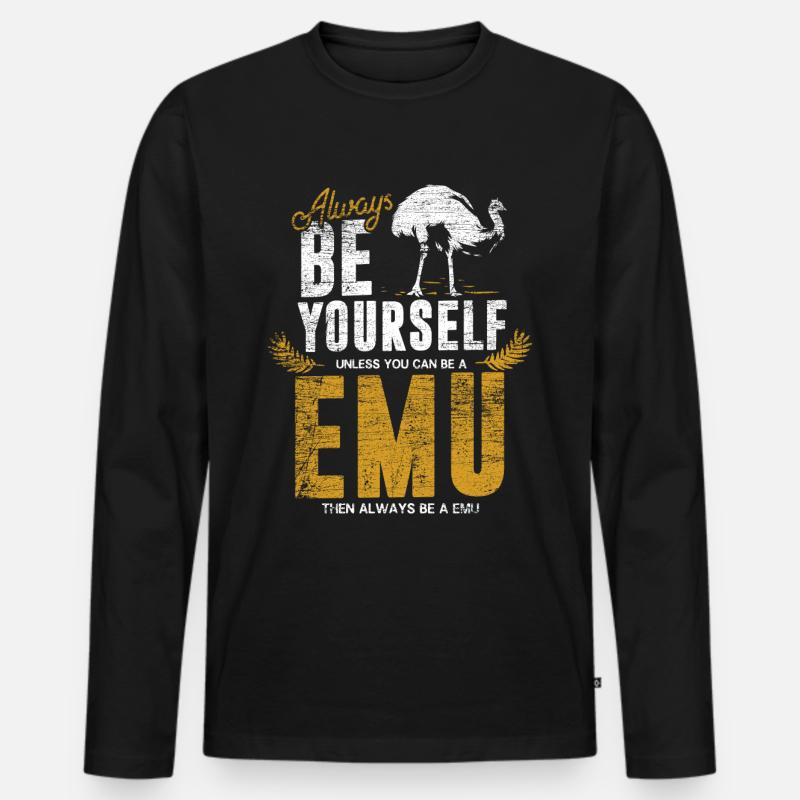 Emu Geschenk - Männer Premium Bio Langarmshirt - Schwarz