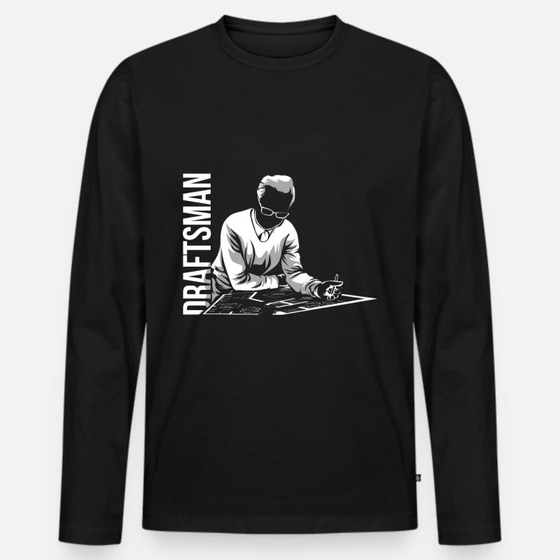 Bauzeichner - Männer Premium Bio Langarmshirt - Schwarz
