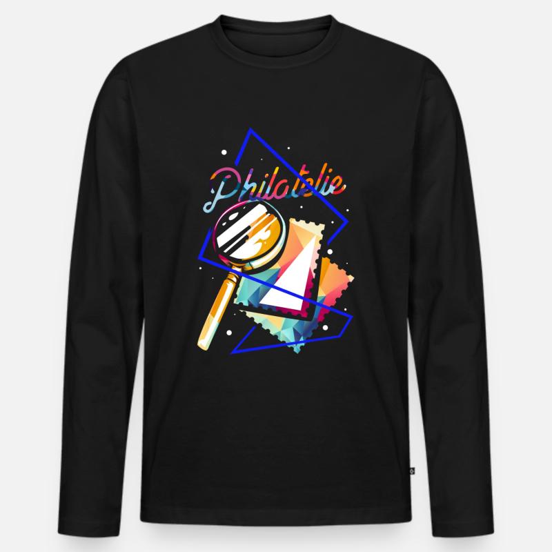 Philatelie Polygon - Männer Premium Bio Langarmshirt - Schwarz
