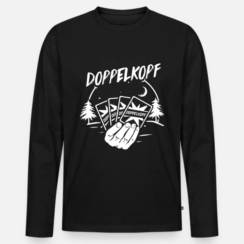 Doppelkopf Geschenk - Männer Premium Bio Langarmshirt - Schwarz