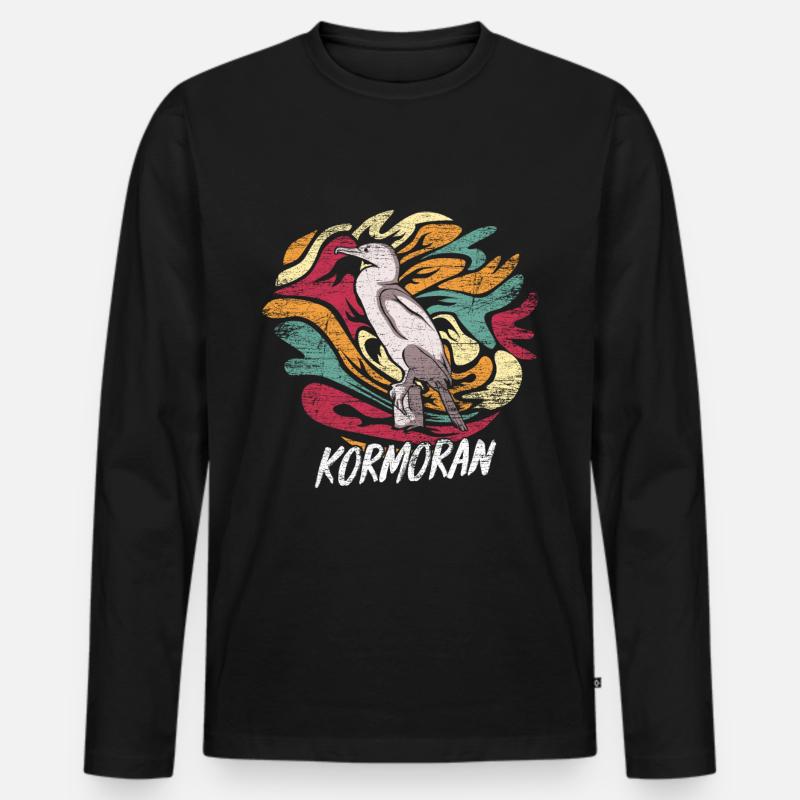 Cormorano - Maglia a manica lunga ecologica premium da uomo - nero