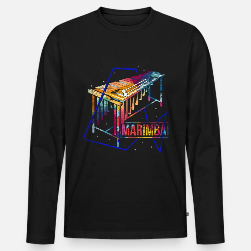 Marimba Polygon Geschenk - Männer Premium Bio Langarmshirt - Schwarz