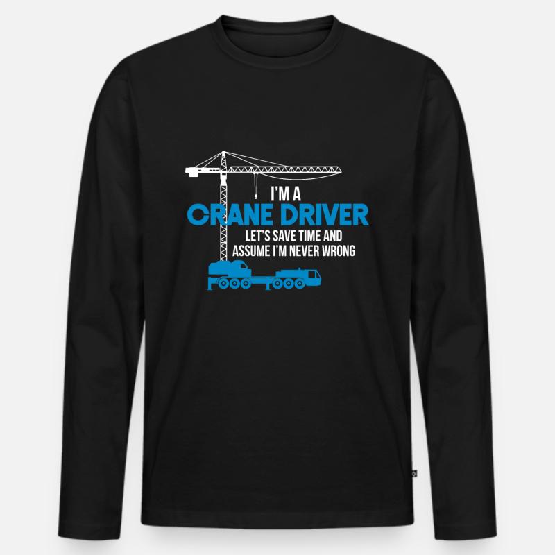 Kranführer - Männer Premium Bio Langarmshirt - Schwarz