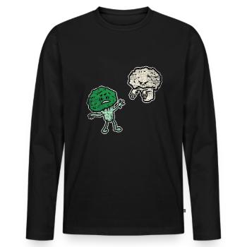 Brocoli chou-fleur - T-shirt manches longues Premium bio Homme - noir - Devant - Nico (187cm)
