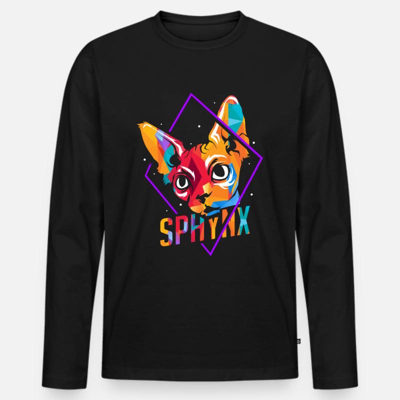 Sphynx - Männer Premium Bio Langarmshirt - Schwarz