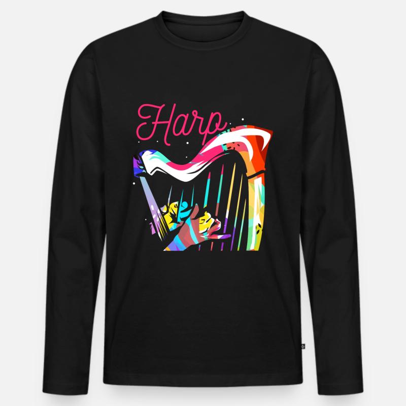 Harfe - Männer Premium Bio Langarmshirt - Schwarz
