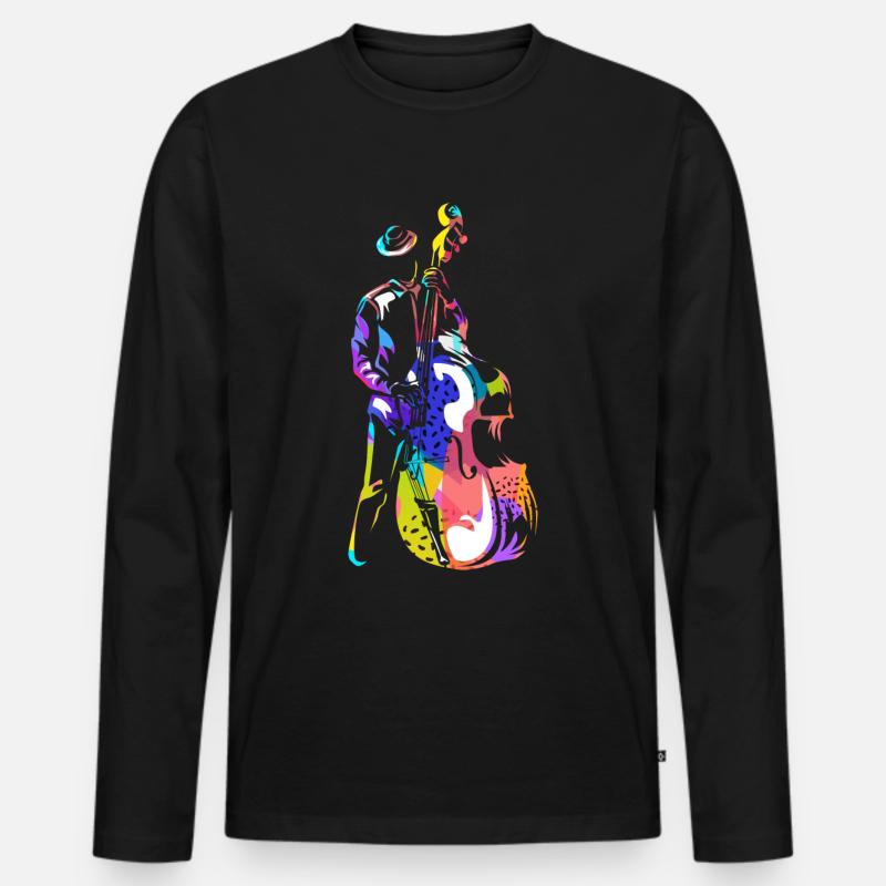 Kontrabass - Männer Premium Bio Langarmshirt - Schwarz