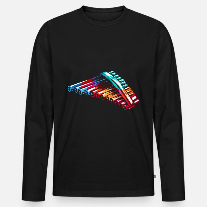 Panflöte - Männer Premium Bio Langarmshirt - Schwarz