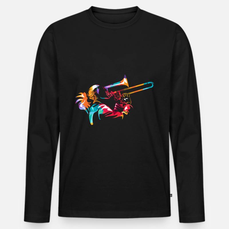 Posaune - Männer Premium Bio Langarmshirt - Schwarz