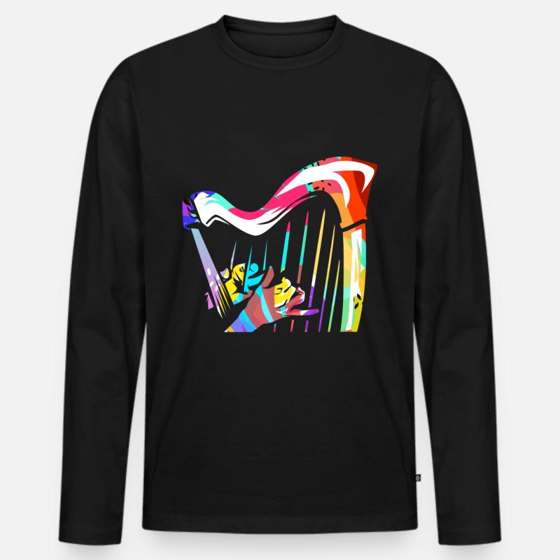 Harfe - Männer Premium Bio Langarmshirt - Schwarz